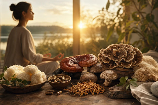 Photographie de Top compléments de champignons pour le stress