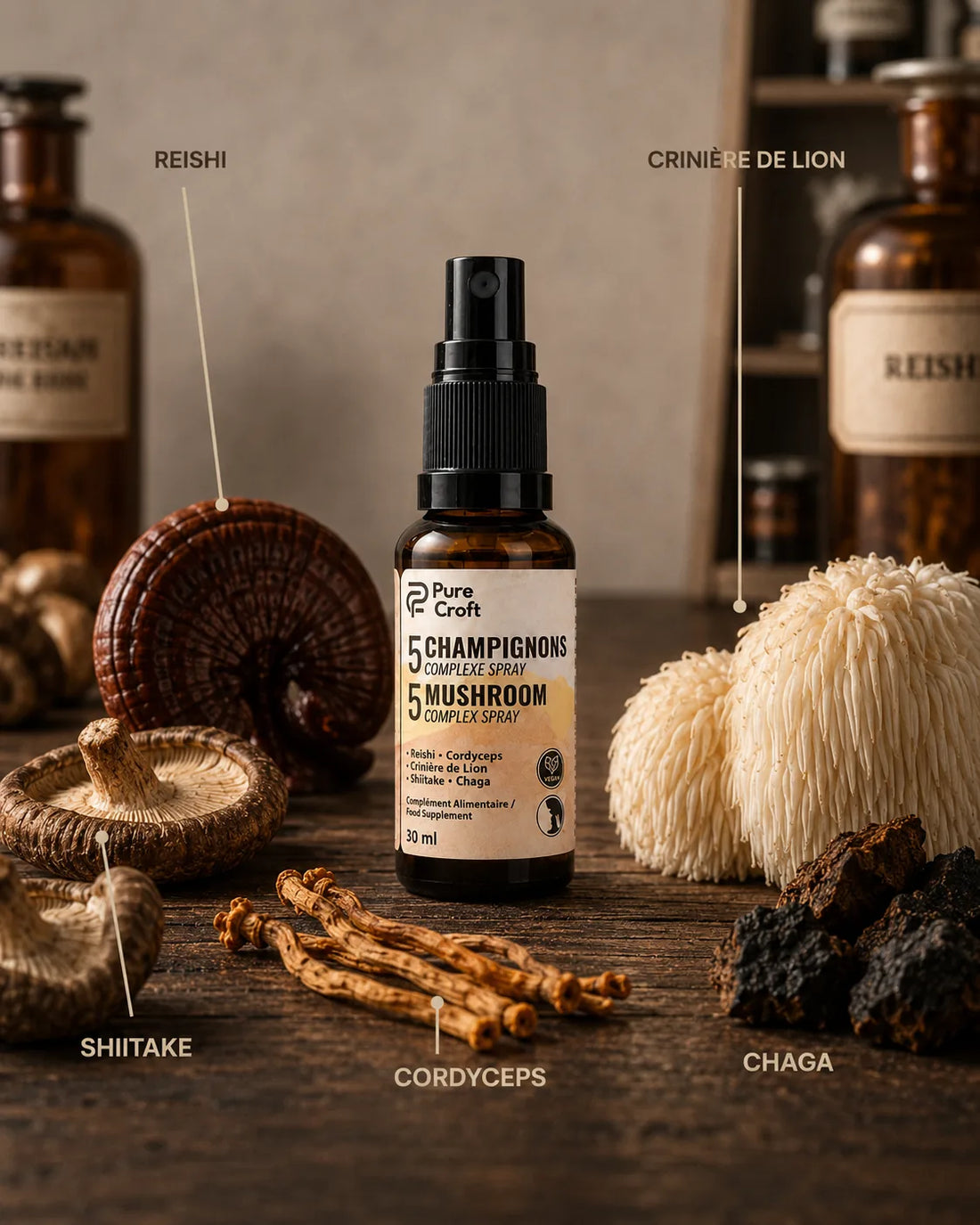 Extrait de champignons en spray pour routine sommeil