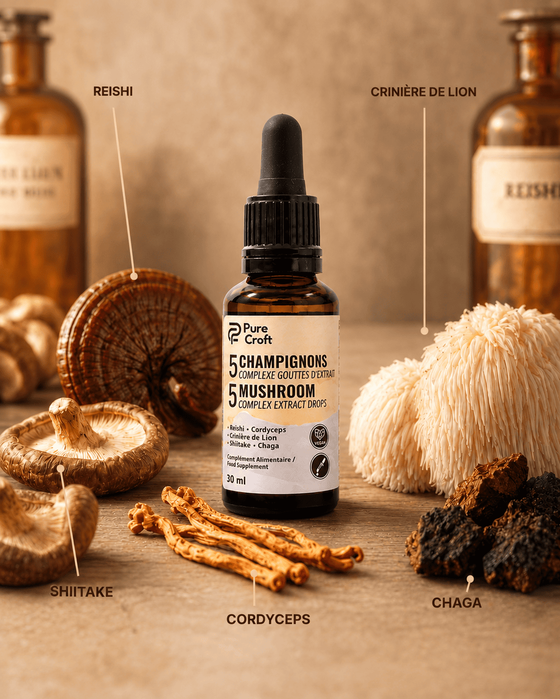 5 Champignons Complexe en Gouttes | Le Rituel Matinal Ultime