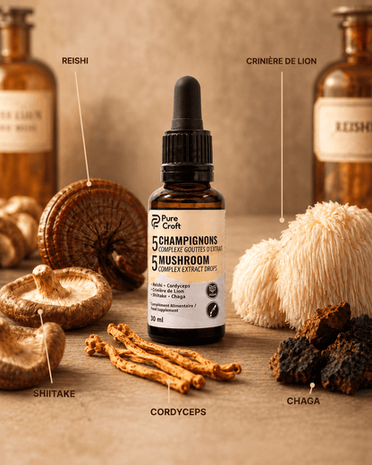 5 Champignons Complexe en Gouttes | Le Rituel Matinal Ultime