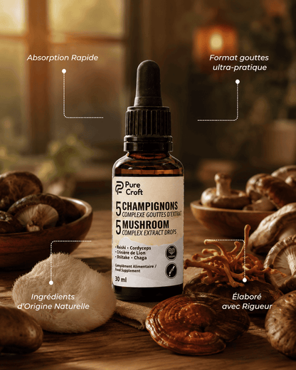 5 Champignons Complexe en Gouttes | Le Rituel Matinal Ultime