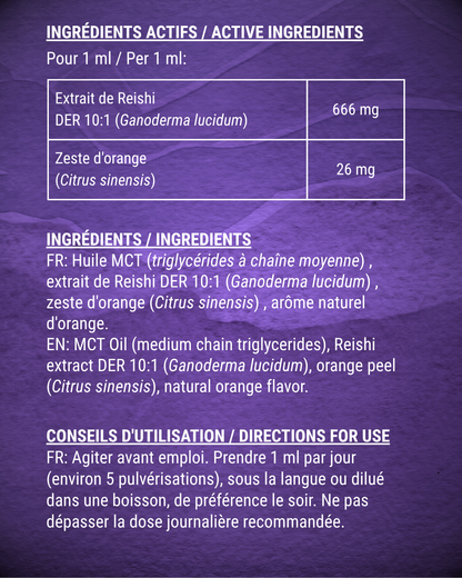 Gouttes d'Extrait de Reishi | Équivalent à 6 660 mg de Reishi